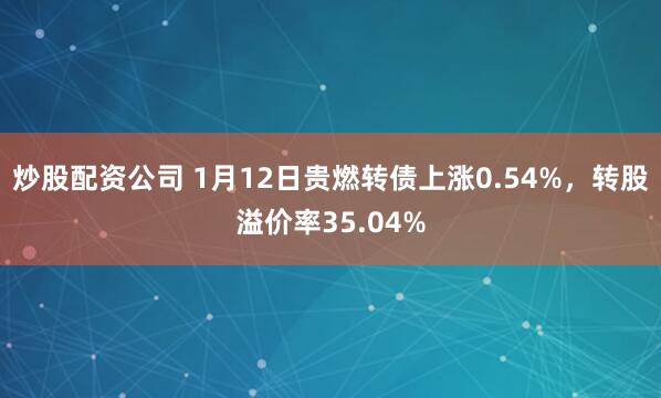 炒股配资公司 1月12日贵燃转债上涨0.54%，转股溢价率35.04%